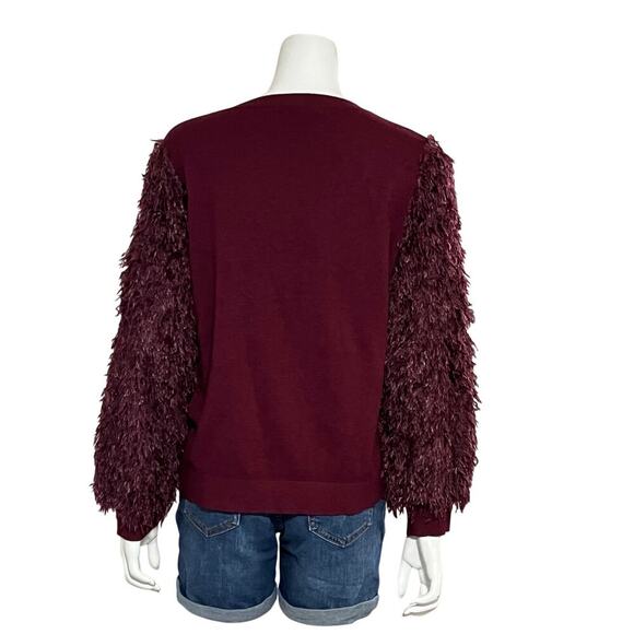 Siani Milano Burgundy Feather Sleeves Sweater Size XL - Picture 8 of 11